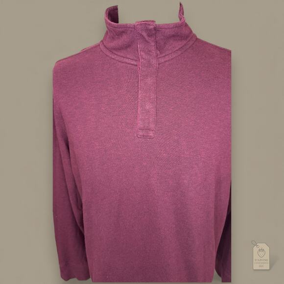 Banana Republic 1/4 Zip Pullover Sweater Large Burgundy Maroon Mock Neck Knit - Picture 2 of 6